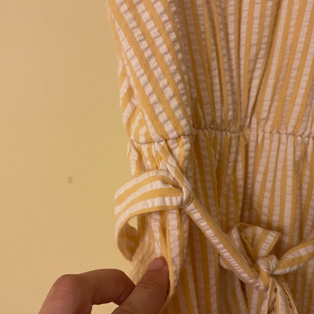 Yellow and White Pinstripe Dress